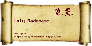 Maly Radamesz névjegykártya